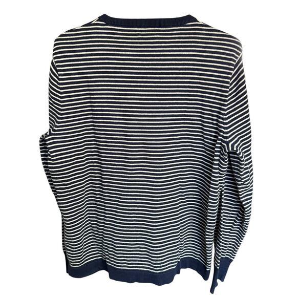 J Crew Pullover Cotton Sweater Men's M Striped Coastal Preppy Fishingcore L/S - Picture 3 of 9